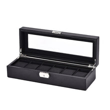 Load image into Gallery viewer, 2/6/10/12 Girds Leather/Carbon Fiber Watch Box Jewelry Storage Box Organizer for Earrings Rings Bracelet Display Holder Case